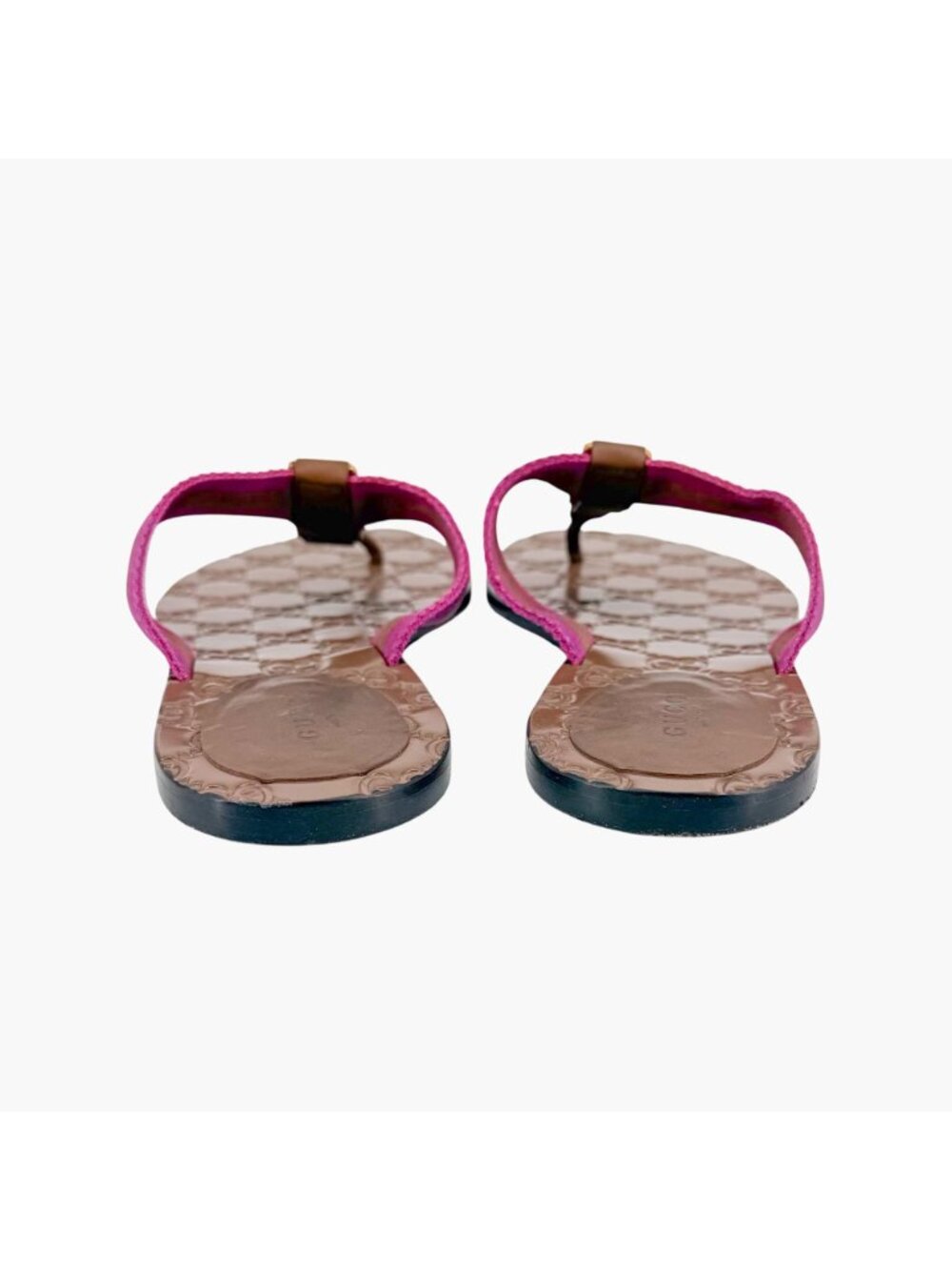 Gucci GG Web Stripe Thong Sandals Flat Brown Purple Size 38.5 US 8.5 Women’s - Picture 7 of 15